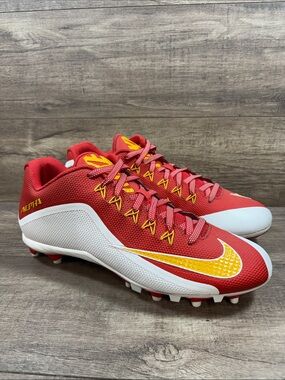 Nike Alpha Pro 2 3/4 TD Football Cleats 729445-616 Red Yellow Mens size 12